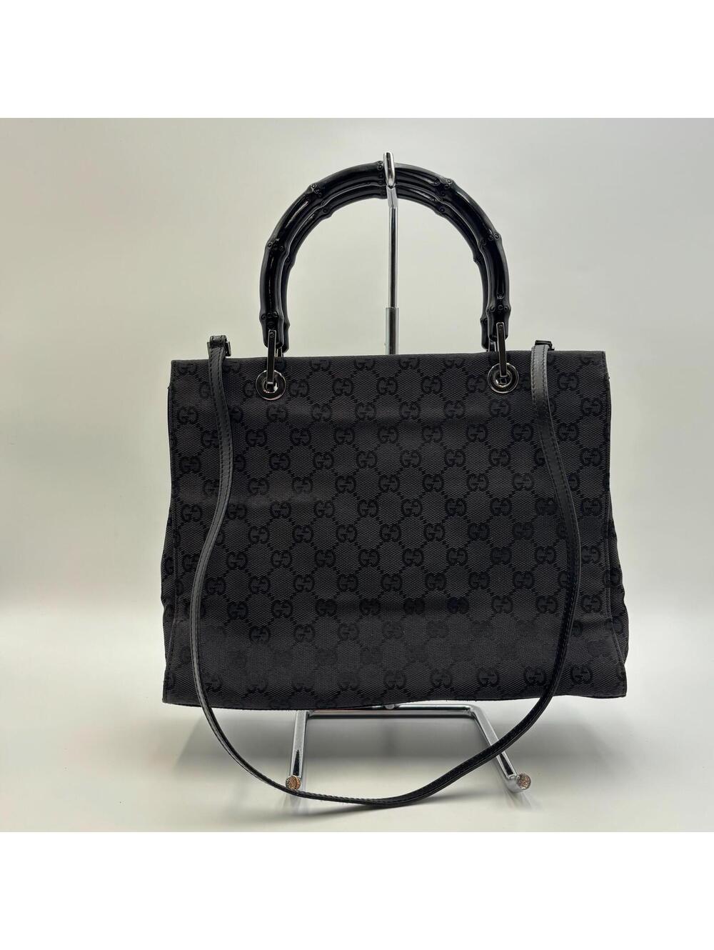 Gucci Bamboo GG Canvas Tote Bag Black - Picture 3 of 12